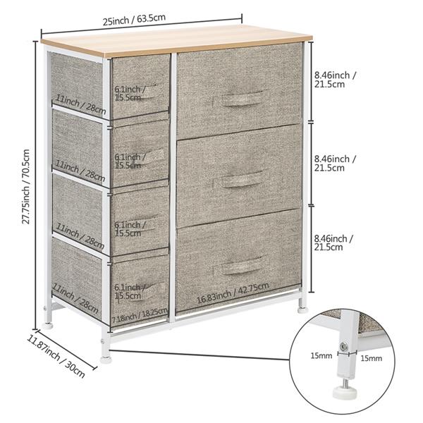 Dresser with 7 Drawers for Bedroom, Hallway, Closet, Office Organization - Natural