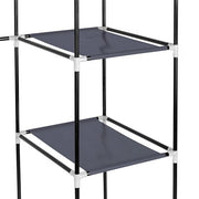 Lavish Kitchen Isle 69-inch portable wardrobe storage closet with grey and black non-woven fabric, featuring multiple hanging and storage spaces.