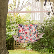 Outsunny bright floral hanging hammock chair with safe rope frame and pillow top, measuring 100x106cm.