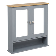 2 Mirror Door 1 Storage Layer MDF Spray Paint Bathroom Wall Cabinet Grey