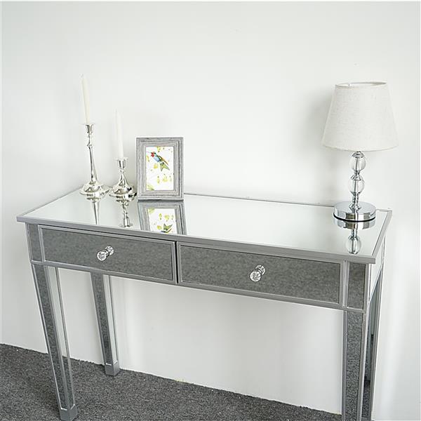 Mirrored Makeup Table Desk Vanity for Women or men with 2 Drawers