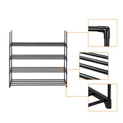 Black 4-tiers shoe rack by Lavish Kitchen Isle, shoe tower shelf for bedroom, entryway, hallway, and closet storage.