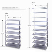 Lavish Kitchen Isle gray 9-lattice non-woven fabric shoe rack, space-saving and stylish for organized footwear storage.