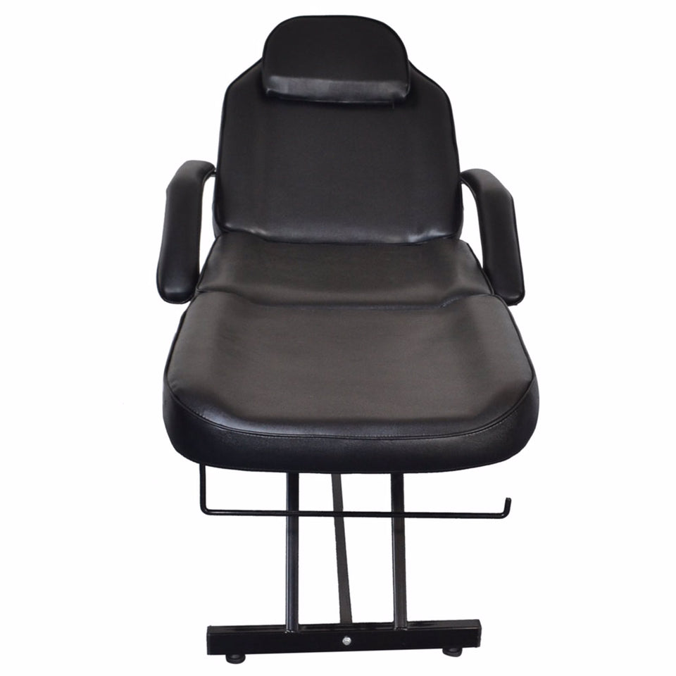 Reclining Beauty Salon Chair Tattoo Spa Facial Couch Bed with Stool Black