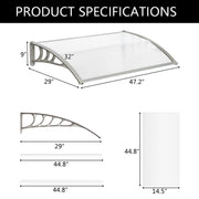White and grey household door and window rain cover eaves canopy with bracket, HT-120 x 80, by Lavish Kitchen Isle.