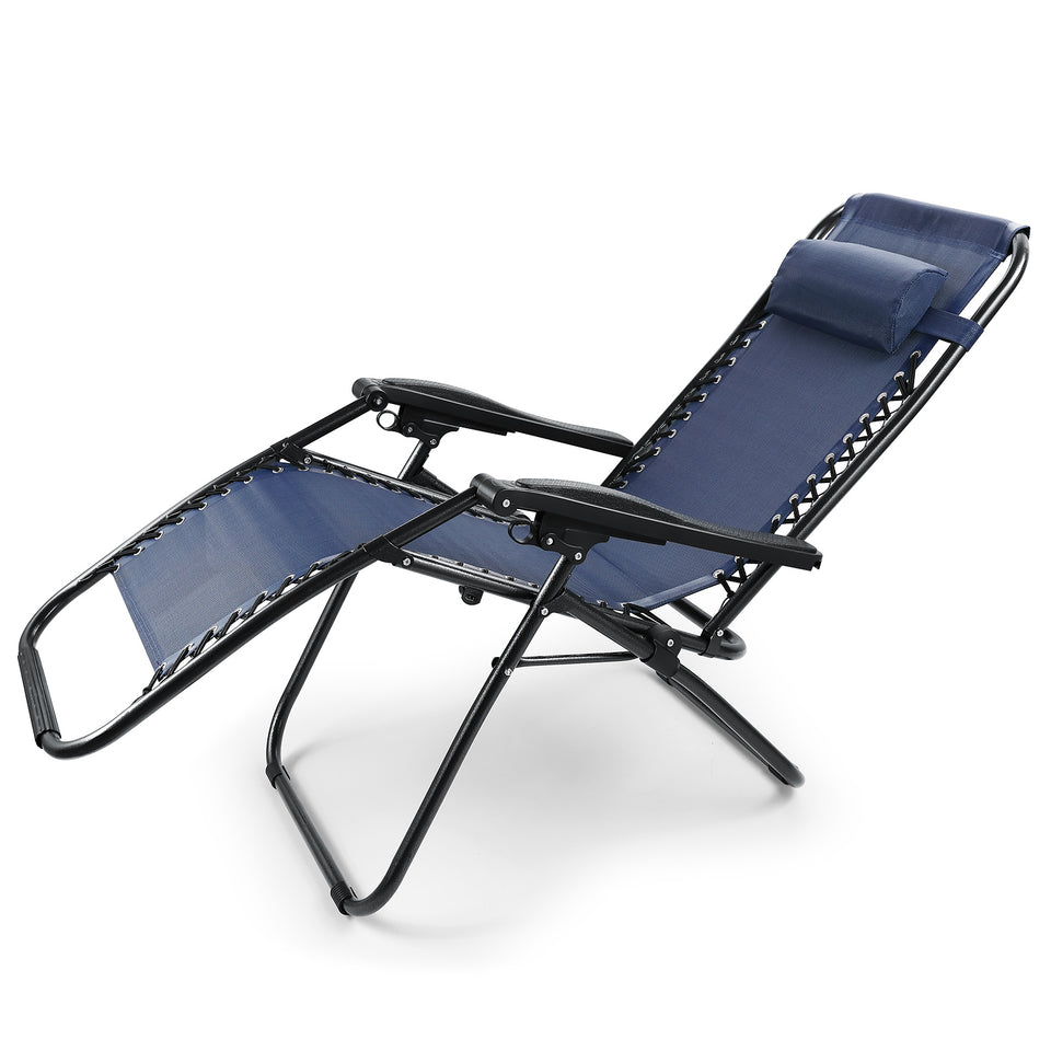 Set of 2 Sun Lounger Recliner Beach Chair Patio Lounger Outdoor Chair, Blue