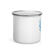 White 12oz enamel mug from Lavish Kitchen Isle with a classic design, shown from the front view.