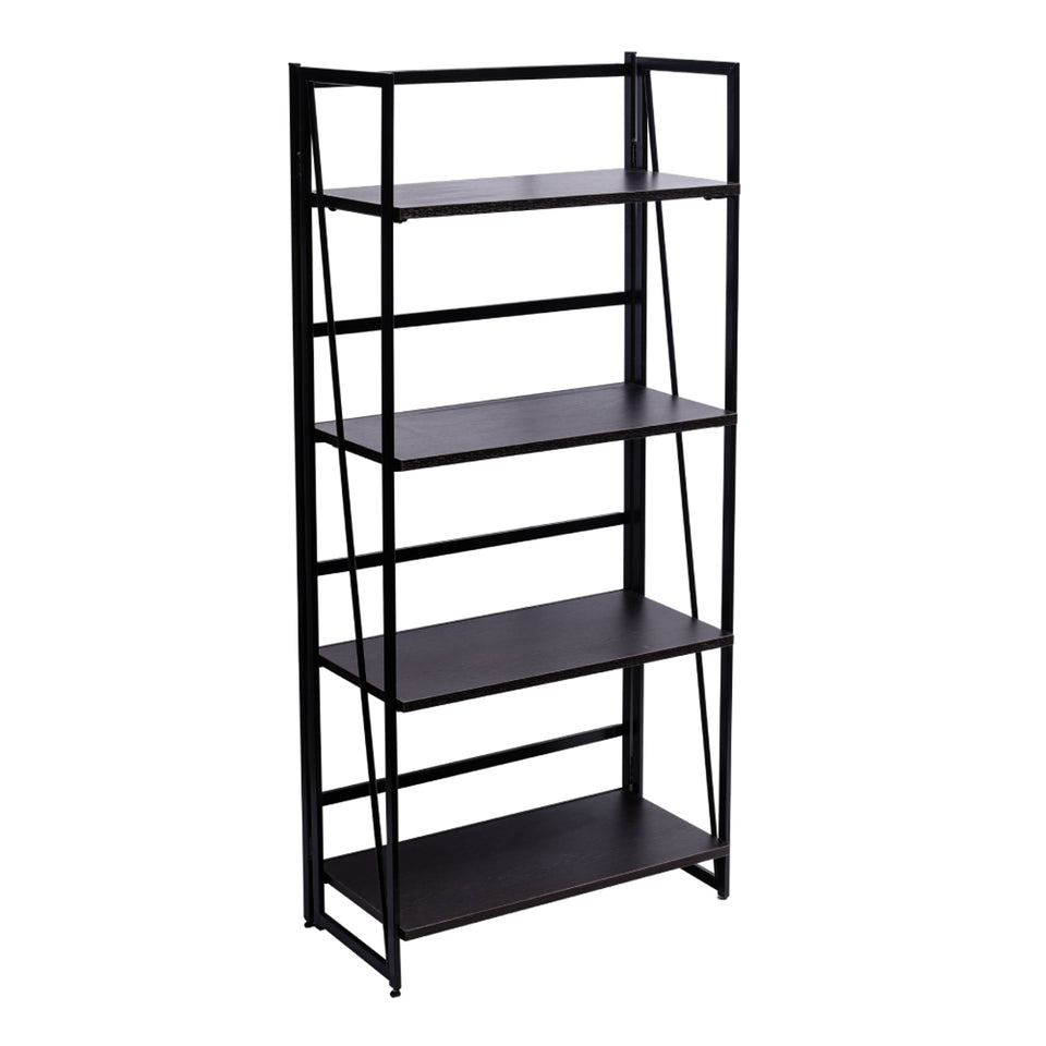 Folding Bookshelf Home Office Industrial  4 TiersBookcase Wooden Vintage