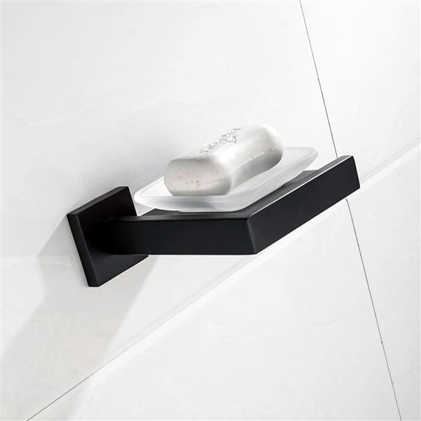 Matte Black Soap Dish Rust-Proof 304 Stainless Steel Square Soap Holder with Removable Dish