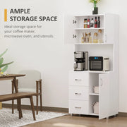 Adjustable Height Free standing Kitchen Cupboard with Shelves and Open Space- White