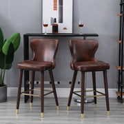 Set of 2 PU Leather Vintage Counter-Height Bar Chair - Lavish Kitchen Isle