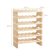 COSTWAY 6 tier wine rack with a stackable design holding 36 bottles, showcasing a modern wooden structure.