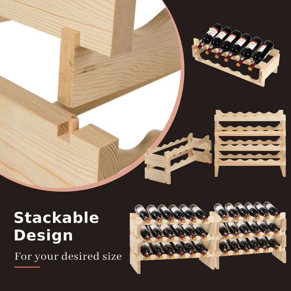 6 Tier Wine Rack with stackable Design for 36 Bottle