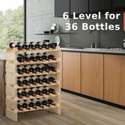 COSTWAY 6 tier stackable wine rack holding 36 bottles, showcasing elegant design and sturdy construction.