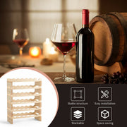COSTWAY 6 tier wine rack with stackable design, holding 36 bottles, showcasing wooden shelves and sturdy metal frame.