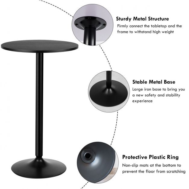 Modern Bar Table with Round Top for Living Room & Restaurant & Bistro