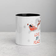 Lavish Kitchen Isle Love, Joy, and Peace custom mug with colorful inside, ceramic cup for hot beverages, 5-10 day delivery