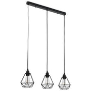 Pendant Ceiling Lamp with Diamond Design Black 3 x E27 Bulbs