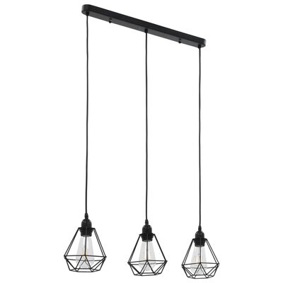 Pendant Ceiling Lamp with Diamond Design Black 3 x E27 Bulbs