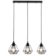Pendant Ceiling Lamp with Diamond Design Black 3 x E27 Bulbs
