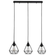 Pendant Ceiling Lamp with Diamond Design Black 3 x E27 Bulbs