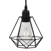 Pendant Ceiling Lamp with Diamond Design Black 3 x E27 Bulbs