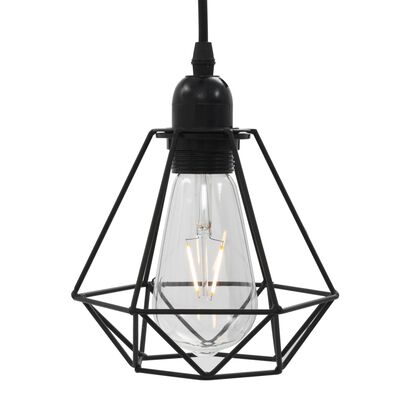 Pendant Ceiling Lamp with Diamond Design Black 3 x E27 Bulbs