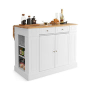 Drop-Leaf Kitchen Island with Extendable Worktop and Adjustable Shelves - Lavish Kitchen Isle