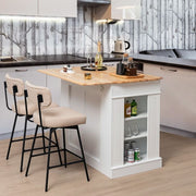 Drop-Leaf Kitchen Island with Extendable Worktop and Adjustable Shelves - Lavish Kitchen Isle