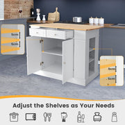 Drop-Leaf Kitchen Island with Extendable Worktop and Adjustable Shelves - Lavish Kitchen Isle