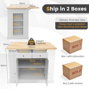 Drop-Leaf Kitchen Island with Extendable Worktop and Adjustable Shelves - Lavish Kitchen Isle
