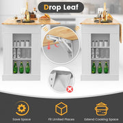 Drop-Leaf Kitchen Island with Extendable Worktop and Adjustable Shelves - Lavish Kitchen Isle
