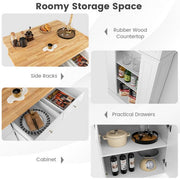 Drop-Leaf Kitchen Island with Extendable Worktop and Adjustable Shelves - Lavish Kitchen Isle