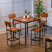 Industrial Dining Set Bar Table and 4 Stools - Lavish Kitchen Isle