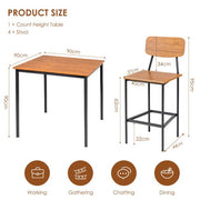 Industrial Dining Set Bar Table and 4 Stools - Lavish Kitchen Isle
