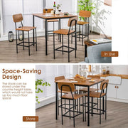 Industrial Dining Set Bar Table and 4 Stools - Lavish Kitchen Isle