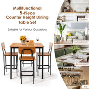 Industrial Dining Set Bar Table and 4 Stools - Lavish Kitchen Isle