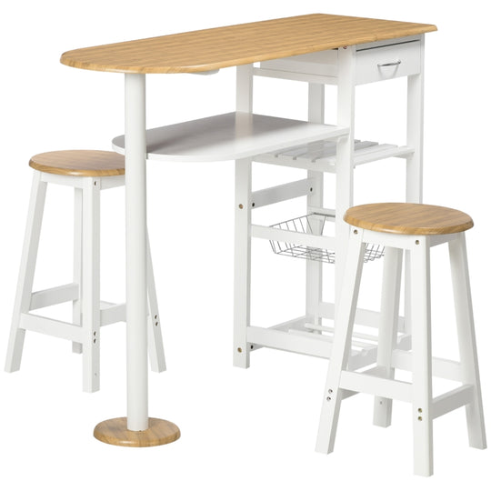 3 Piece Breakfast Bar table and Stools with Storage Shelf