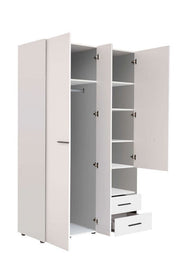 Lavish Kitchen Island 3 Door Mirrored Wardrobe and 2 Drawers in Gloss White - Lavish Kitchen Isle