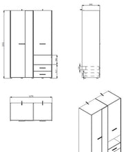 Lavish Kitchen Island 3 Door Mirrored Wardrobe and 2 Drawers in Gloss White - Lavish Kitchen Isle
