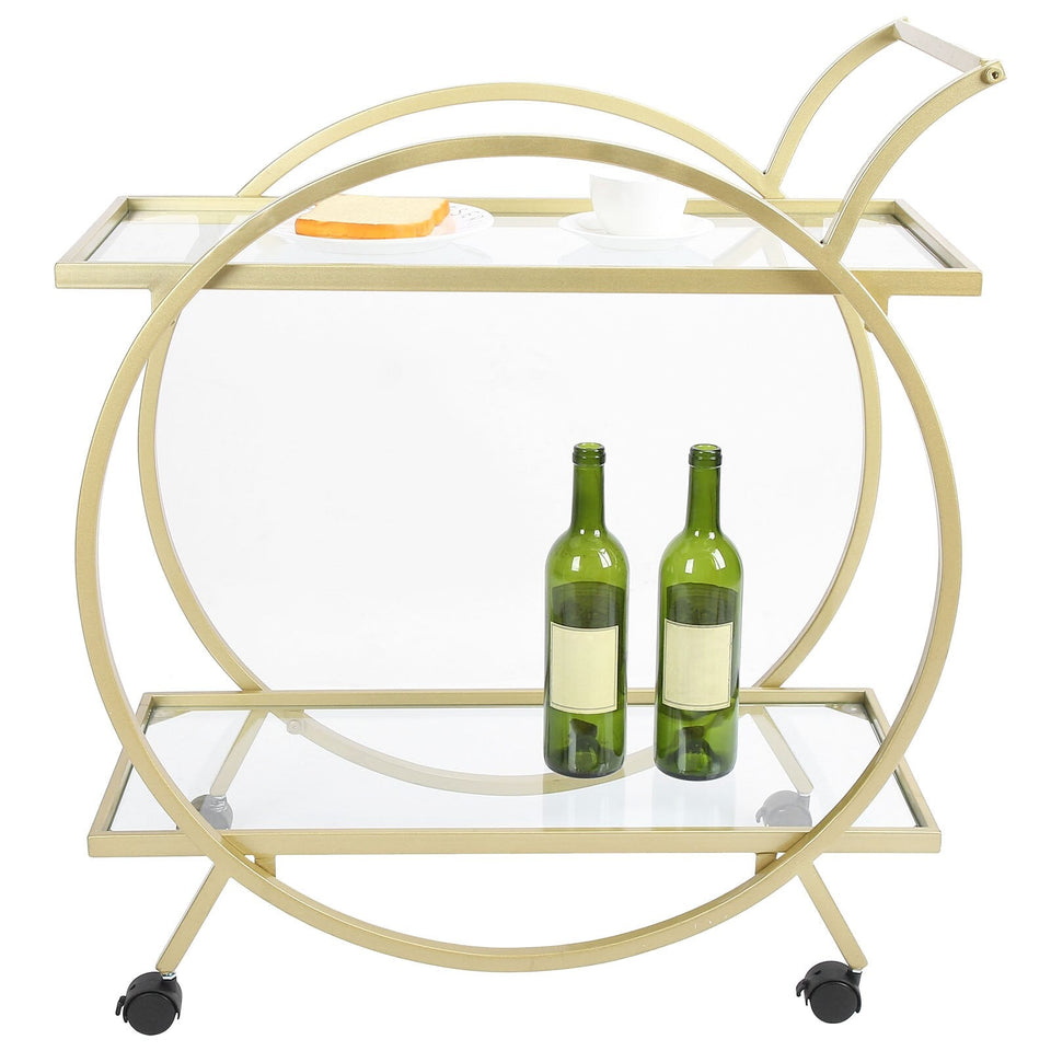 2-Layers Drinks Trolley with Casters-Lavish Kitchen Island