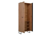 Thornelle Oak Effect Slim Wardrobe – Tall 2 Door Cupboard with Hanging Rail & Shelves, 70.5cm Wide Storage Unit for Bedroom or Hallway - Lavish Kitchen Isle