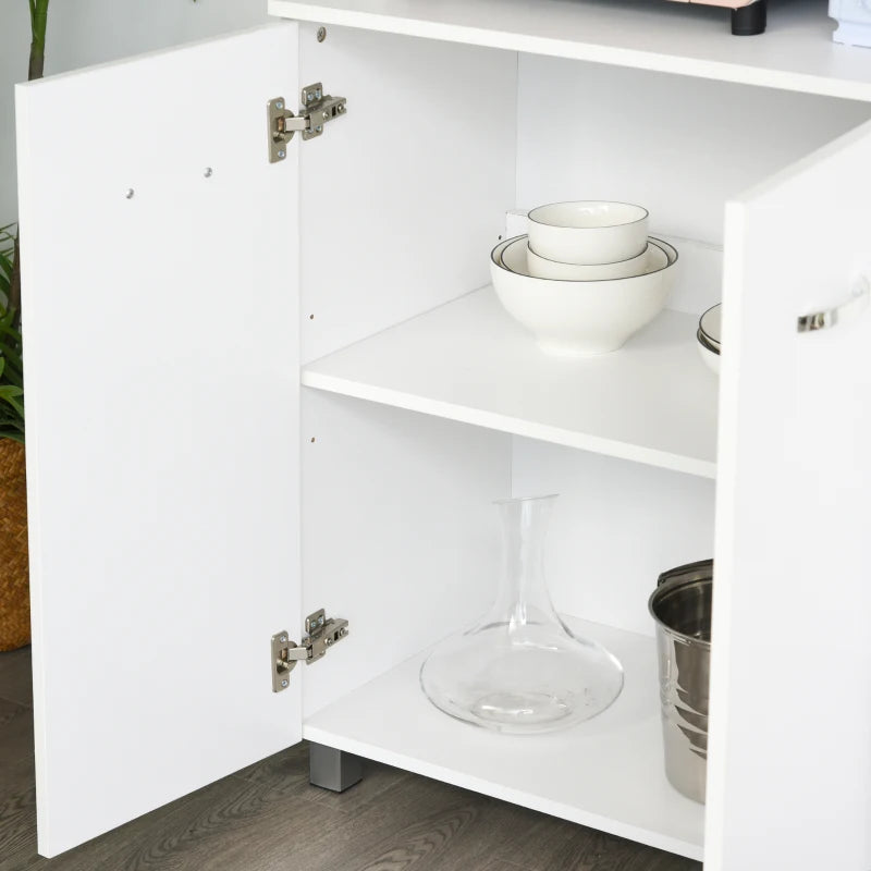 Freestanding Kitchen Storage Unit w/ Cupboard Open Compartments - White