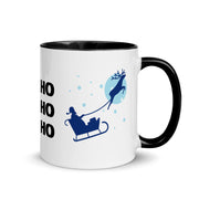 Lavish Kitchen Isle Ho Ho Ho Christmas mug with white ceramic exterior and colorful interior, 11oz size, perfect for holiday gifts