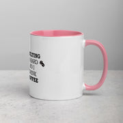 Adulting white ceramic mug with dark pink interior from Lavish Kitchen Isle, 11oz, shown with a right-side view.