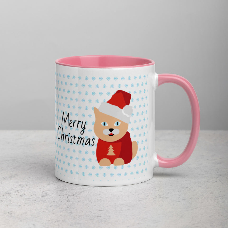 Christmas Mug with Coloured Inside, Merry Christmas Mug,