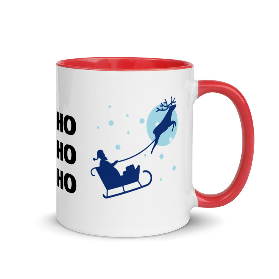 Ho Ho Ho Mug with Colour Inside, Christmas Mug, Christmas gift