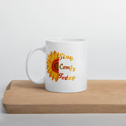 White glossy 11oz mug from Lavish Kitchen Isle with a smooth finish and sturdy handle, ideal for hot beverages.