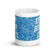 White glossy 15oz mug from Lavish Kitchen Isle with a front view, showcasing a smooth, shiny ceramic surface.