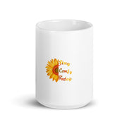 Lavish Kitchen Isle Stay Comfy white glossy 15oz mug with a front view, showcasing its smooth finish and spacious design.